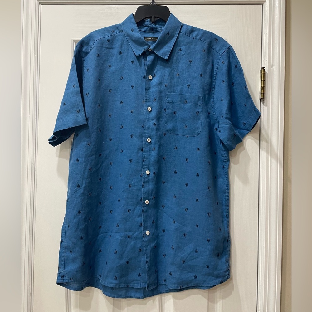 Saks Fifth Avenue Linen Button-Front Shirt size Large